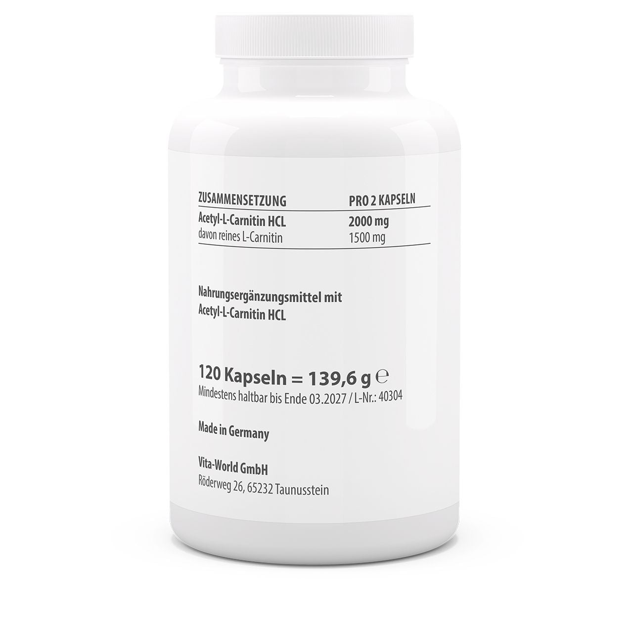 Acétyl-L-Carnitine - 120 gélules