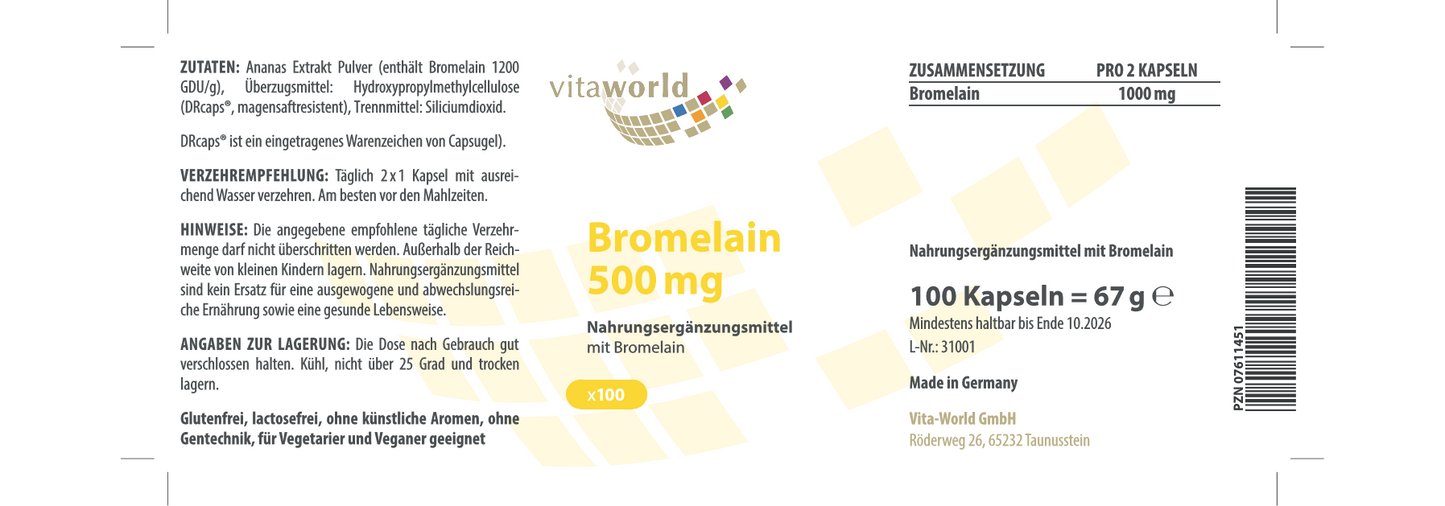 Bromélaïne 500 mg - 100 gélules