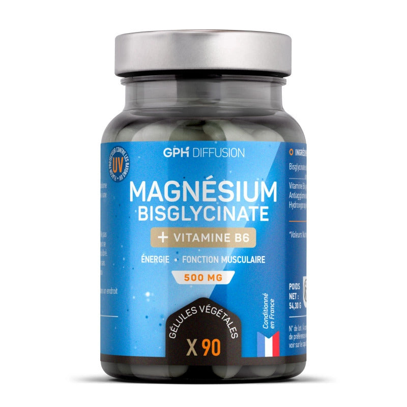 Magnésium Bisglycinate + Vitamine B6 500 mg - 90 gélules végétales