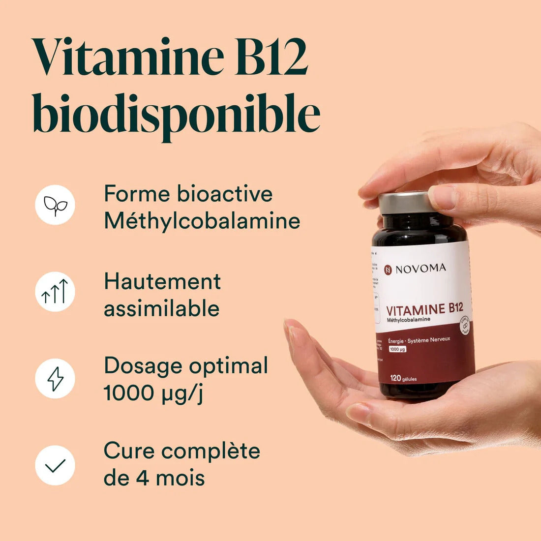 Vitamine B12 1000 μg - 120 gélules Novoma