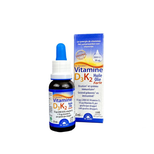 Dr Jacob's Vitamine D3K2 FORTE (2000 U.I. / goutte) - Flacon 20 ml - SYPURE