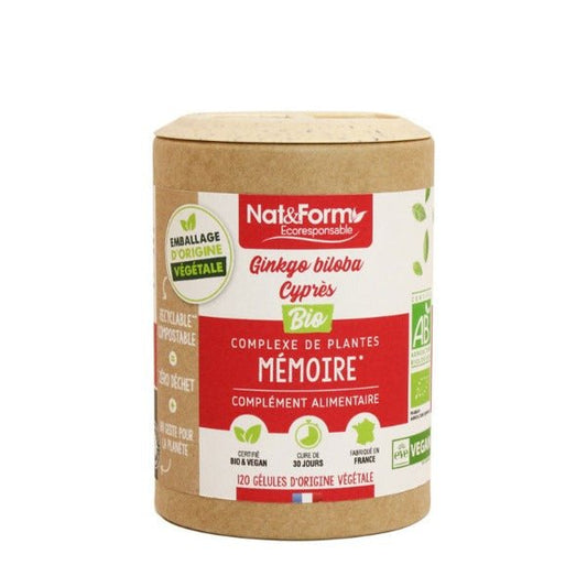 Nat&Form Mémoire Bio Ginkgo Biloba 120 gélules - SYPURE