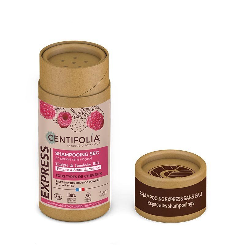 Shampoing sec en poudre Bio Framboise | sans rinçage 50g - Centifolia - SYPURE